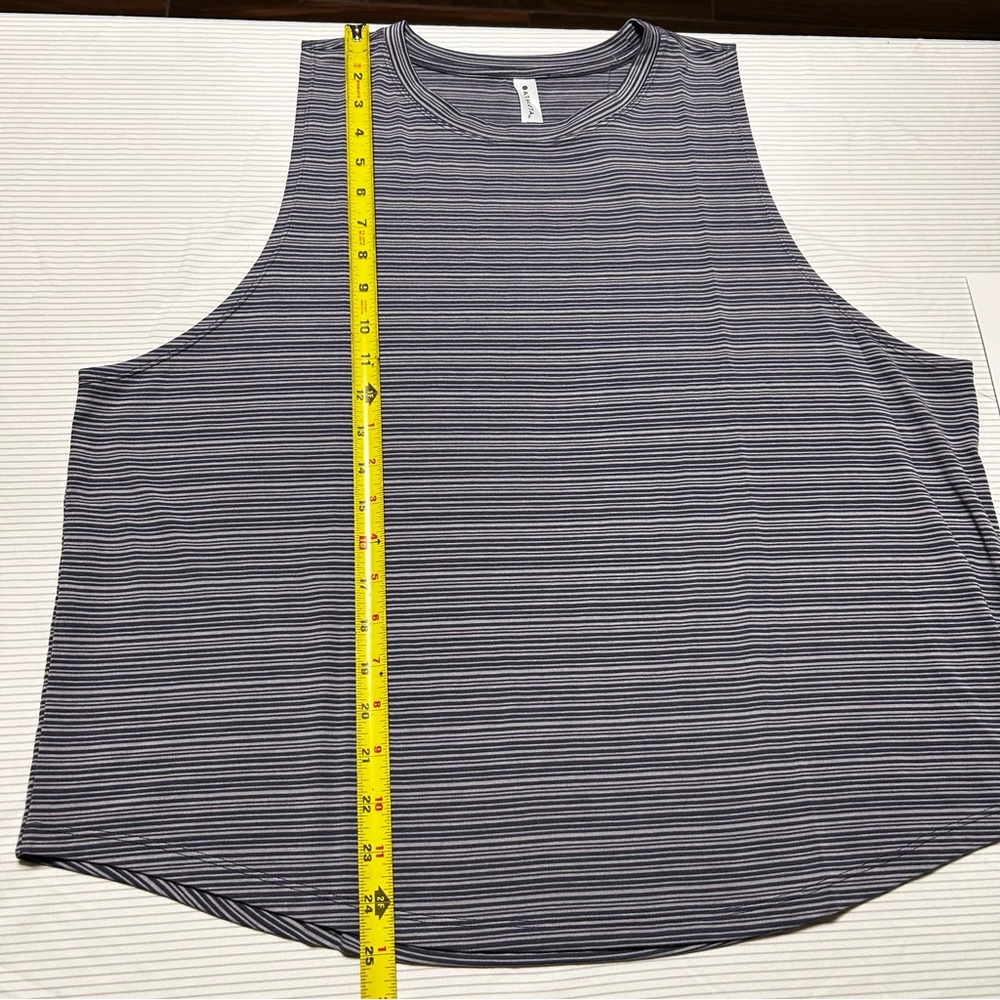 Athleta 1X Cloudlight‎ Striped Muscle Tank Blue Gray - Picture 5 of 6